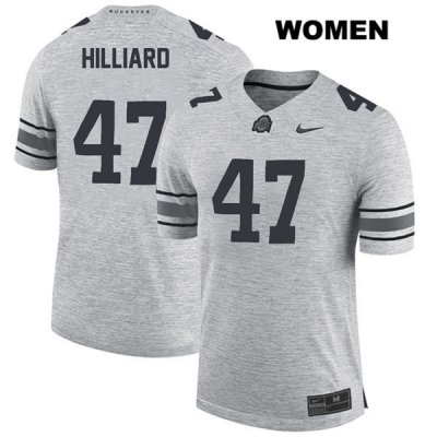 Women's NCAA Ohio State Buckeyes Justin Hilliard #47 College Stitched Authentic Nike Gray Football Jersey LJ20V23PR